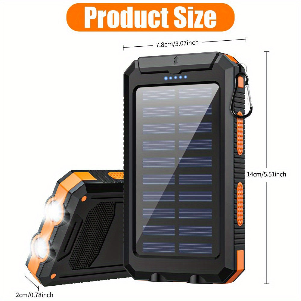 Portable Solar Mobile Phone Charger, Camping External Battery Charger for Mobile Phones, 2 USB/ LED Flashlights with Compass for Outdoor Activities, 19800/ 29800mAh Portable Solar Power Bank, the Best Gift for Festival