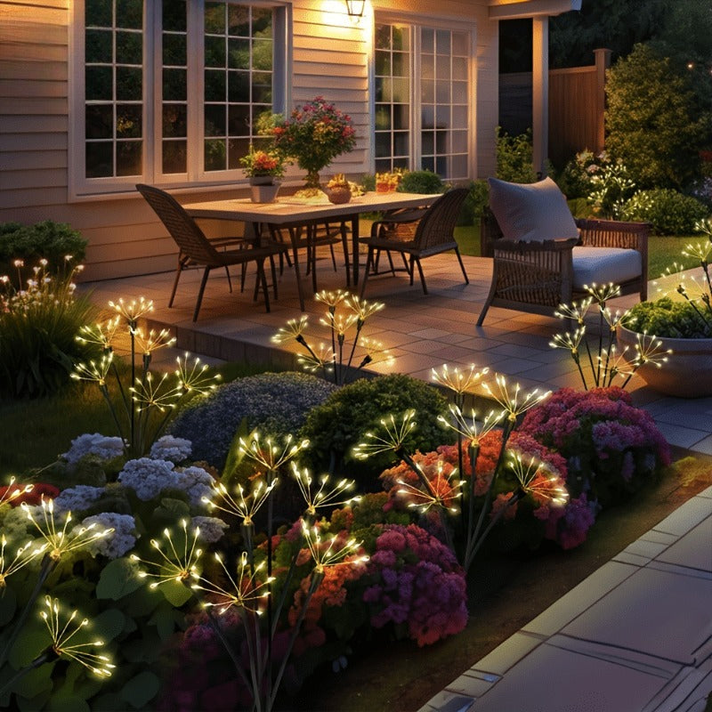 New Solar Fireworks Ground Insert Light, Path Light, Solar Fireworks Swing Light, Landscape Spotlight, Solar Dandelion Fireworks Fairy Light, Semi-Flush Plastic Courtyard Lawn Light, Durable Plastic Structure, Perfect for Courtyard and Garden Decoration