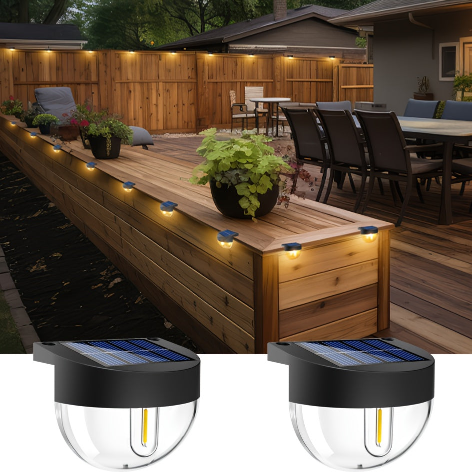 2/4/8 Pack Solar Fence Light Outdoor, Edison LED Bulb, Auto On/Off Stairs Courtyard Deck Decorative Lighting (Warm White)