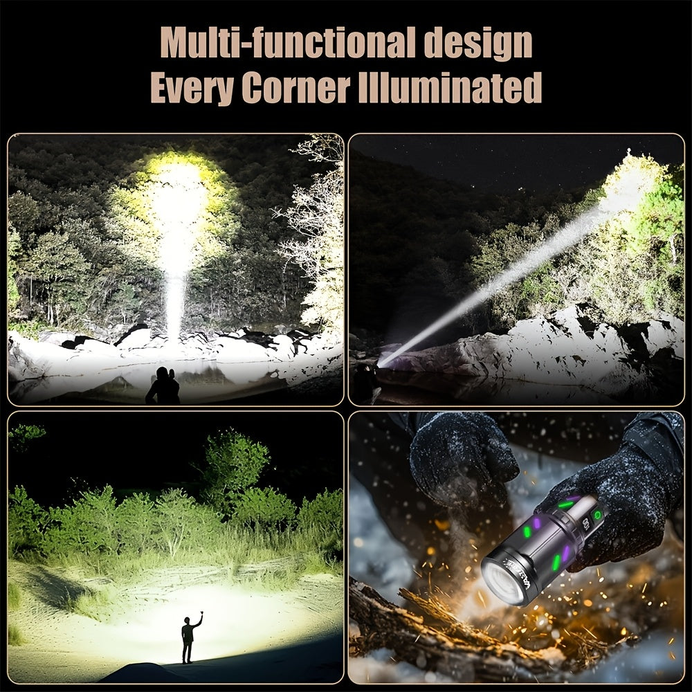 30W Ignition Zoom Flashlight With Ignition Lens Type-C Rechargeable Digital Power Display 5 Modes Aluminum Alloy Material Built-in Power Bank Function Portable Tactical Flashlight for Outdoor Emergency Camping Travel Patrol