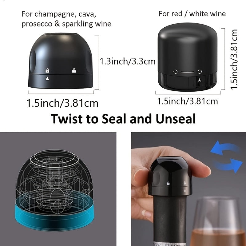 10/2/1 Pack New Vacuum Wine Stopper - Reusable Champagne Stopper, Red Wine Airtight Lid Set, Leak-Proof Freshness Keeper, Wine Preservation Tool