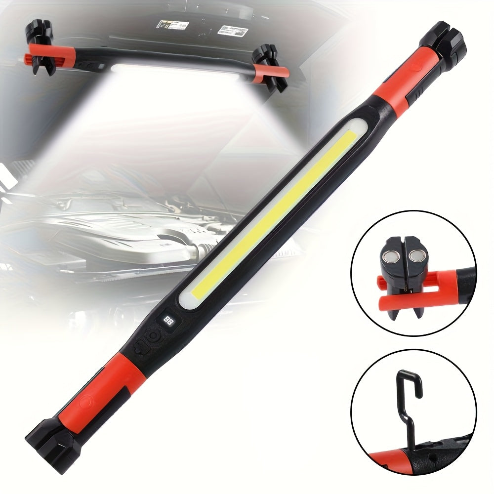 Kemielus Rechargeable LED Work Light Bar Magnetic Base IP44 Off-Road Vehicle Lamp High Lumens Portable Cordless Flashlight for Inspection Workshop Outdoor Emergency