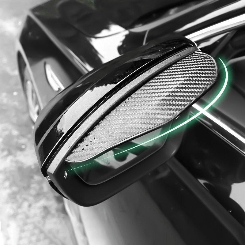 2pcs Car Side Mirror Rain Visor – Thickened Carbon Fiber Texture Rain Cover, Waterproof & Anti-Fog for Enhanced Clear Vision, Reinforced Edges for Durable Mirror Protection. Ideal for Rainy & Night Driving. Universal Fit Auto Modification Accessory