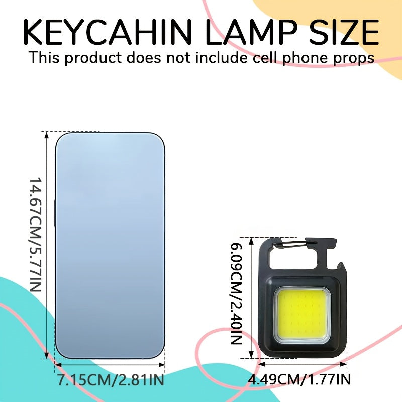 1 Mini COB Hands-Free Flashlight, USB Rechargeable Keychain Light, Portable High-Brightness Mini Floodlight, Repair Light, Multi-Functional Work Light, Adjustable Angle Flashlight, Ideal for Camping, Fishing & Hiking