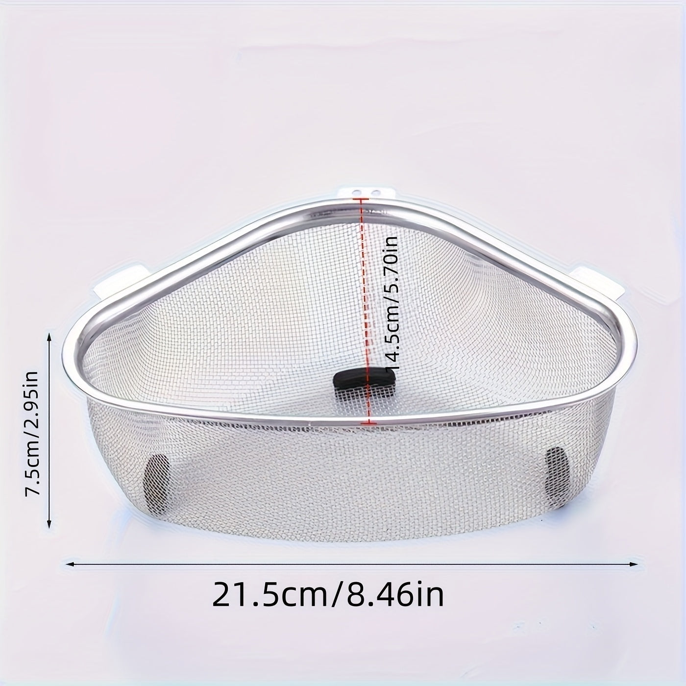 Triangular Stainless Steel Sink Strainer Basket - Removable Food Waste Filter with Mesh Storage Basket, Easy to Clean, for Hanging & Standing in Kitchen, Kitchen Sink Drain Basket