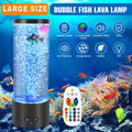 12-inch bubble fish lamp, bubble tube, jellyfish lamp, bedroom table lamp, 17 colors adjustable, multi-color changing aquarium light, with remote control, dual power supply, mood night light decoration