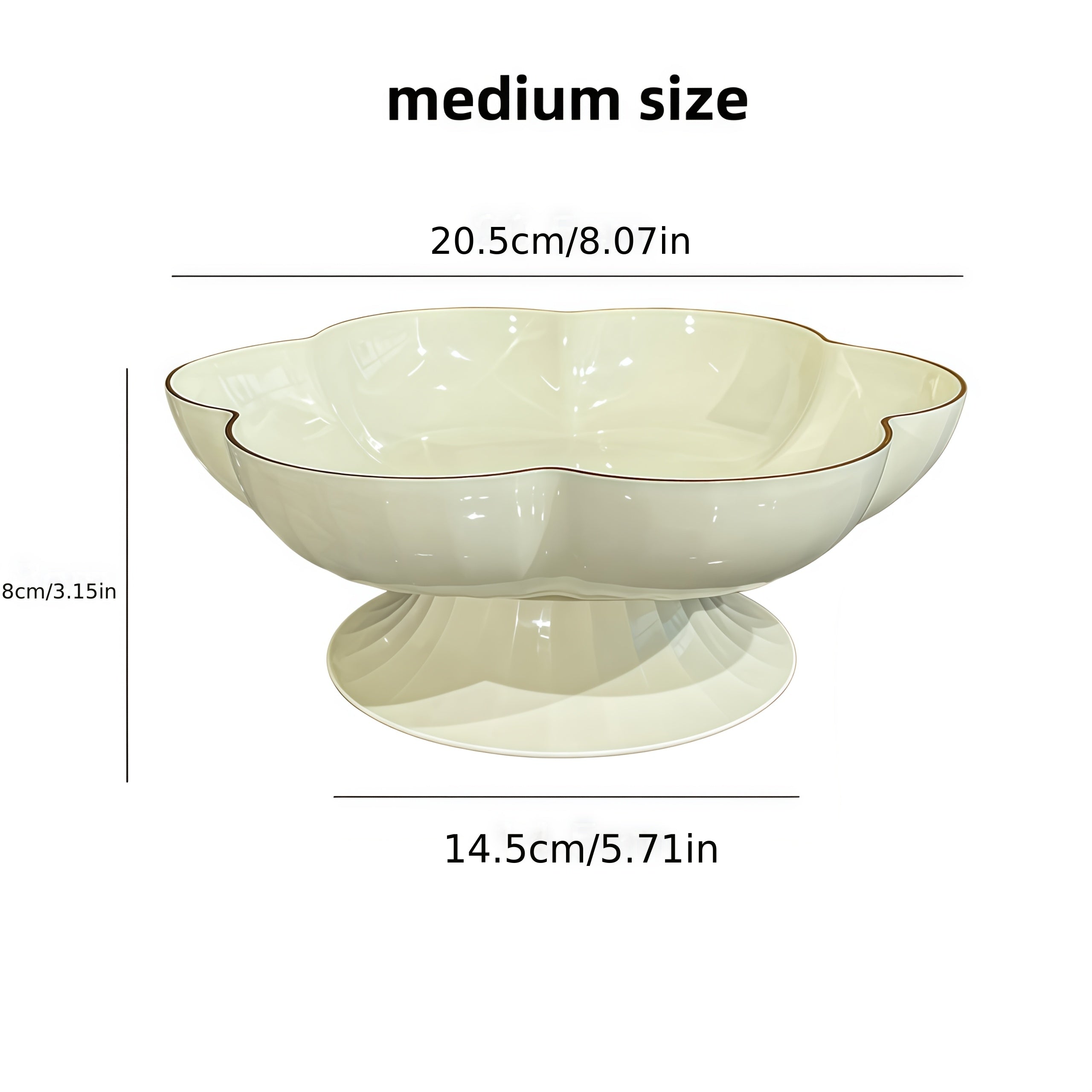 1pc Gold Rim Floral Pedestal Fruit Bowl & Cake Stand – Perfect for All Seasons – Ideal Living Room Decor, Family Dinner Table Fruit Bowl, Dessert Plate, Dried Fruit, Cupcake, Jewelry Storage Tray – Elegant Tableware
