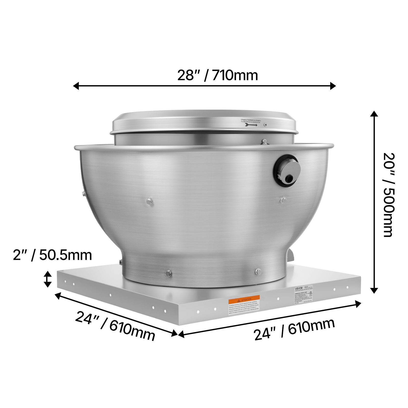 VEVOR Commercial Kitchen Exhaust Fan – 2109 CFM Restaurant Top Hood Exhaust Fan, 0.75HP 560W Direct Drive Food Truck Range Hood Exhaust Fan, High Speed Low Noise for Warehouse, Agriculture