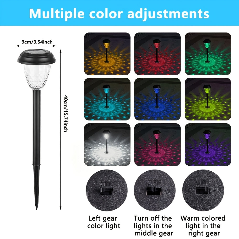 Solar Outdoor Light, 10-Piece LED Solar Light, Outdoor Waterproof Color Changing Pathway Light, Mandala Lamp Shade Garden Decoration, Suitable for Lighting Your Garden, Landscape, Path, Courtyard, Patio, Driveway, Party Atmosphere