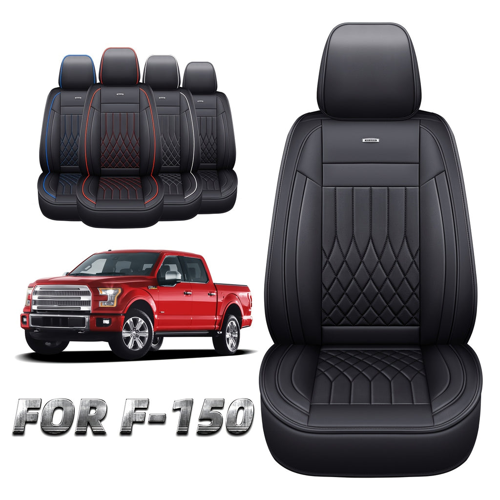 Full Coverage Seat Covers for 2015-2025 Ford F150 and 2017-2025 Ford F250/F350/F450, Made of Waterproof PU Leather