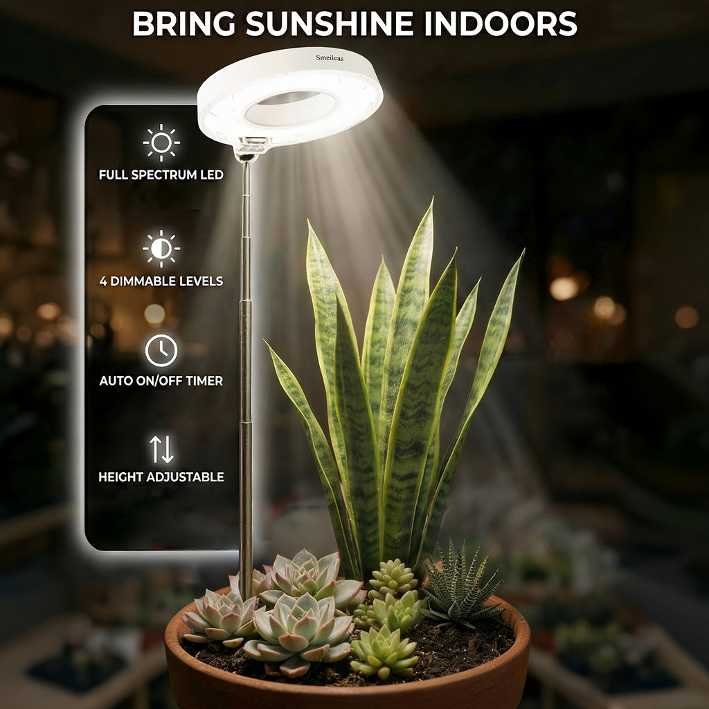 3Pcs Indoor Sunlike Plant Grow Light, Full Spectrum 720° Magnetic Rotatable LED Plant Lamp, 3/6/9H Timer, Dimmable & Height Adjustable, Ideal for Ecological Tank & Decoration, White Version