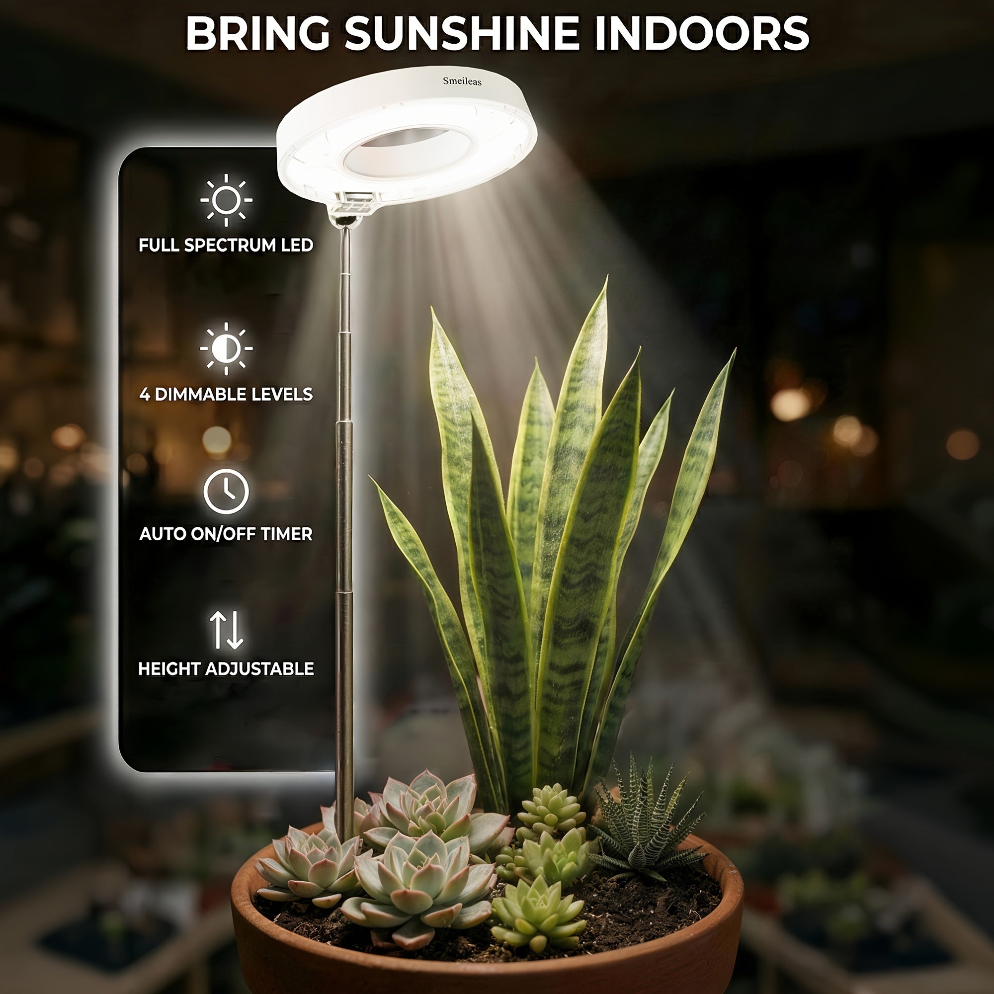 3Pcs Indoor Sunlike Plant Grow Light, Full Spectrum 720° Magnetic Rotatable LED Plant Lamp, 3/6/9H Timer, Dimmable & Height Adjustable, Ideal for Ecological Tank & Decoration, White Version