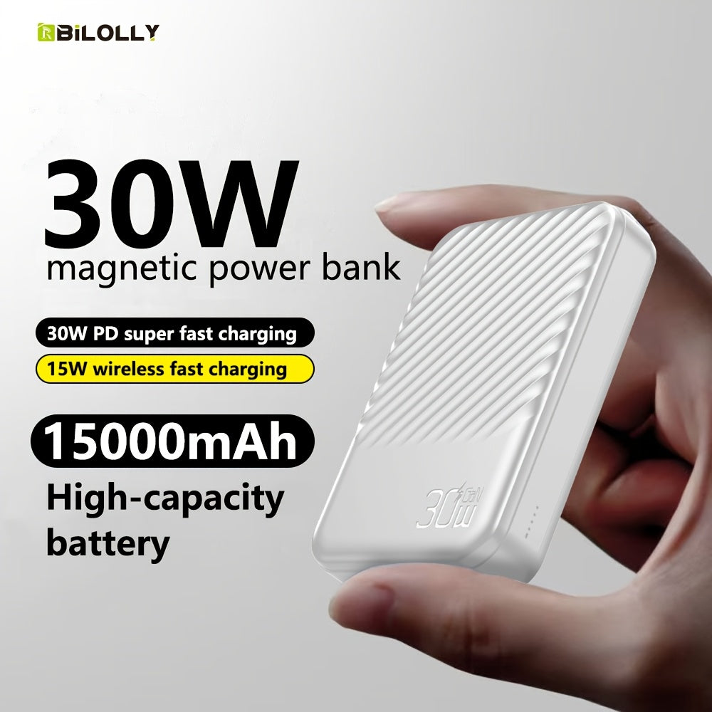 雙支裝時尚移動電源 15000/10000毫安時 30W/22.5W快速充電便攜充電寶 超薄行動式手機充電備用電池 相容所有手機 迷你輕巧 旅行佳選 新年/聖誕禮物