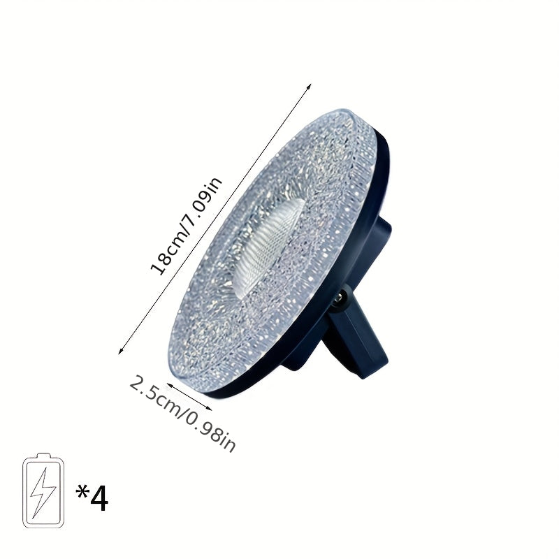 A rechargeable searchlight, camping portable floodlight, high-brightness crystal lampshade, removable power bank, three lighting modes, battery level indicator, with hook and magnetic suction