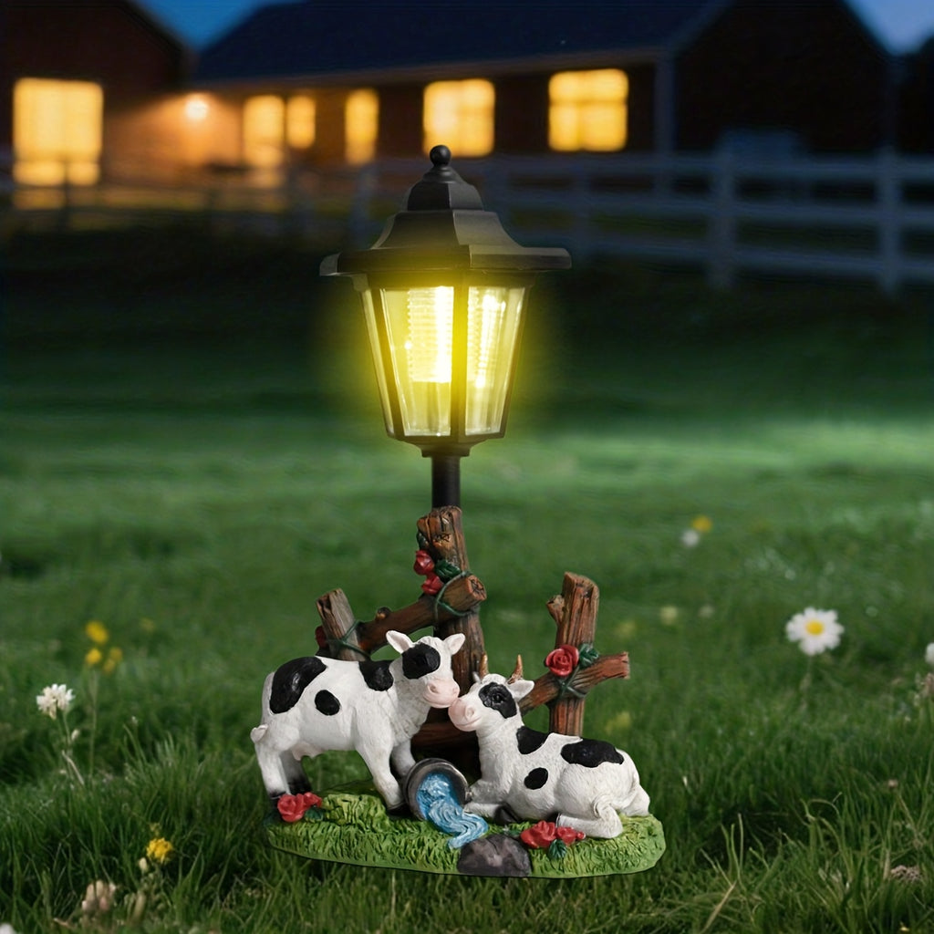 OTDECOR 1-Piece Solar Two Cows Outdoor Statue Lawn Light, IPX4 Solar Cow Decorative Light, Suitable for Outdoor Courtyard Decoration, Lawn Decoration, Garden Decoration, Path Decoration