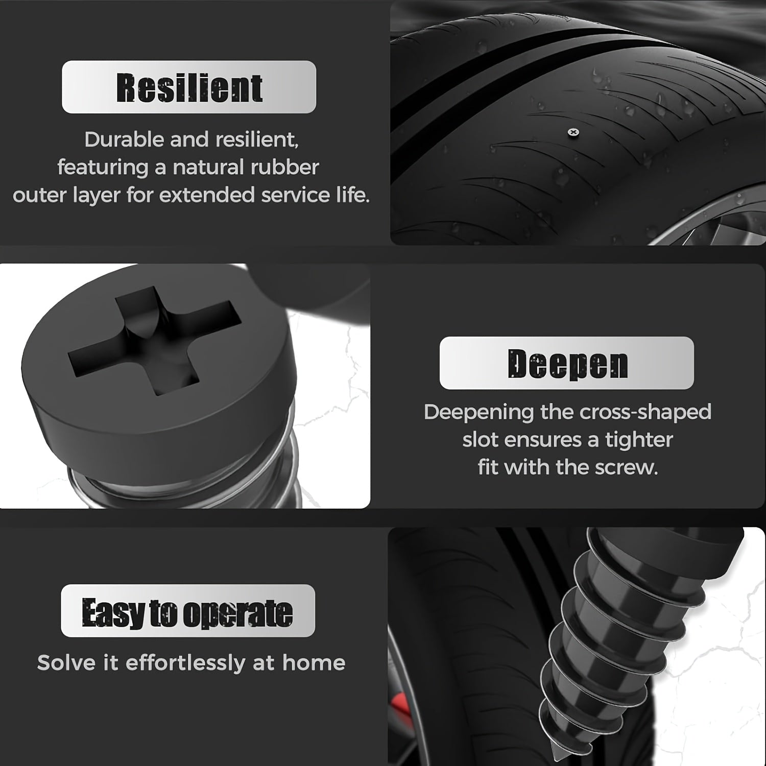 11-Piece Vacuum Tire Repair Nail Set: Includes 10 Repair Nails and 1 Screwdriver, for Quick Tire Repair for Cars, Motorcycles, Trucks & Bicycles. This Portable & Durable Tire Repair Patch is an Essential Roadside Emergency Tool