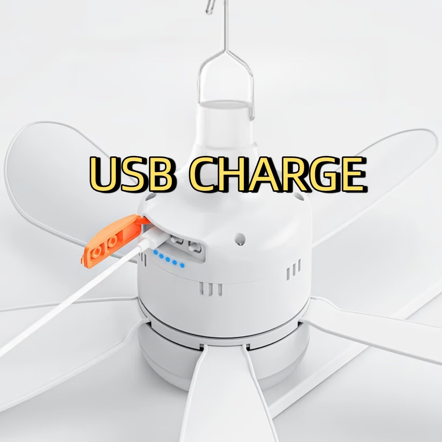 USB Rechargeable Portable Fan Light, 3 Brightness LED & 3 Strong Wind Speeds, 3000mAh Built-in Battery, Detachable Fan Blades, IP65 Waterproof Remote Control Camping Lantern Flashlight
