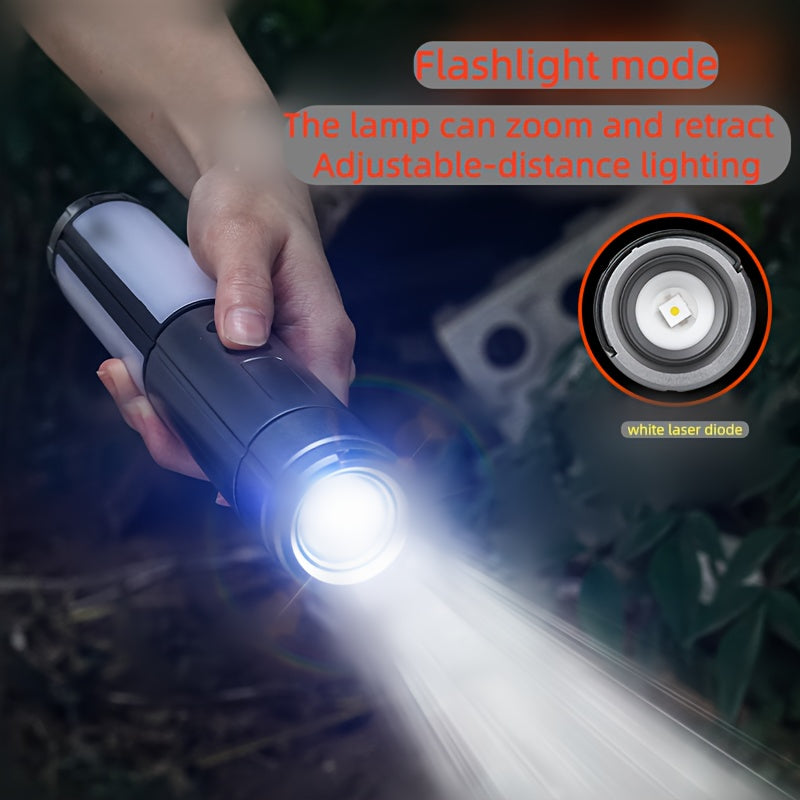 Cross-border multi-functional telescopic stand camping ambiance light, 270° adjustable fill light, zoom flashlight 2-in-1, outdoor best-selling product