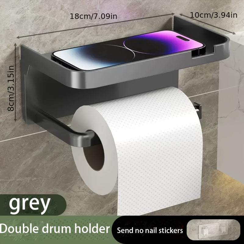 1pc Bathroom Shelf / Toilet Paper Holder - Wall Mount Drill Required, for Toilet & Washroom, Face Washing Storage Shelf