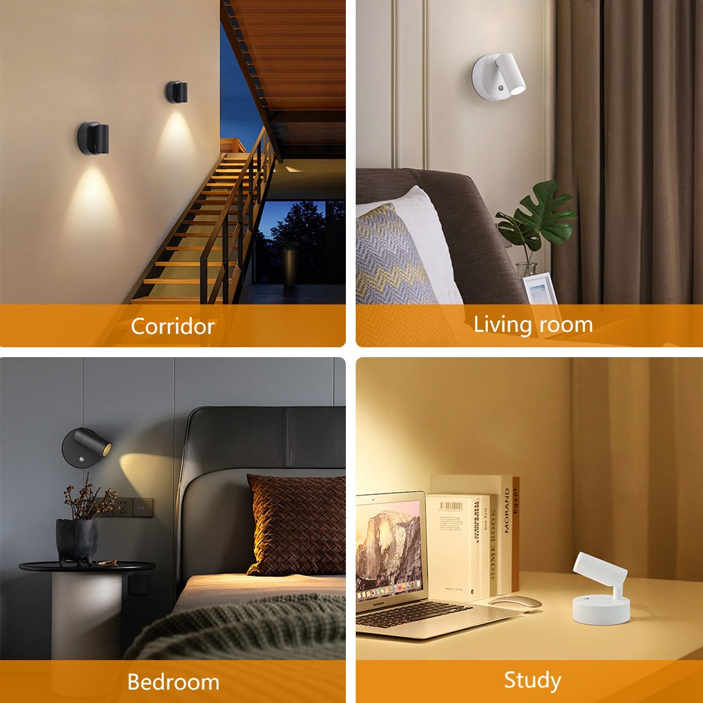4-pack adjustable wall light, stepless dimming table lamp, USB rechargeable desk light, eye-protection night light, touch switch reading light, room decoration, mini magnetic spotlight, home lighting, gift, bedside decorative light, stair step light