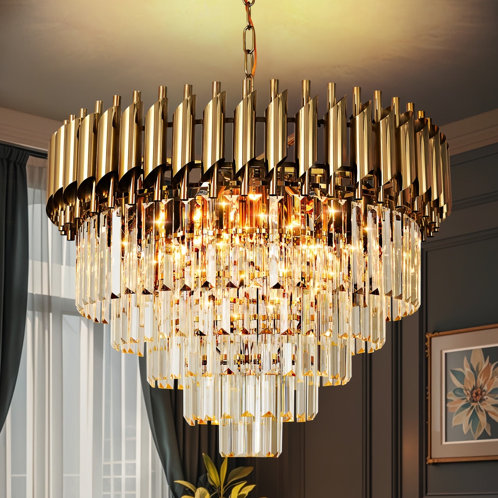 600 large gold crystal chandelier