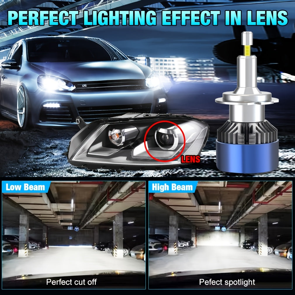 H7 LED Headlight Bulb Canbus Four-Side Chip Turbo Fan Mini Car Light 6500K H11 H1 HB3 9005 HB4 9006 9012 for Car