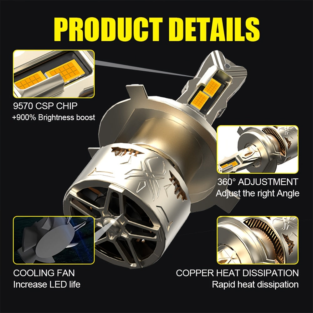 2-Pack H11 Car LED Headlights, Super Bright LED Front Lights, 59,500 Lumens, 300W, 6500K White Light, Compatible with H1, H4, 9003, HB2, H7, H18, H8, H9, H11, H16, 9005, HB3, 9006, HB4, 9012, HIR2, No Battery Needed, Plug-and-Play, CANBUS Error-Free