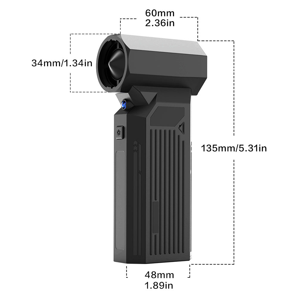 140000RPM High Power Turbo Fan with LED Light, Multi-speed Adjustable High Wind Speed, Powerful Snow & Leaf Blower, Brushless Motor Long Lasting Battery, Lightweight Mini Turbo Fan for Car Cleaning