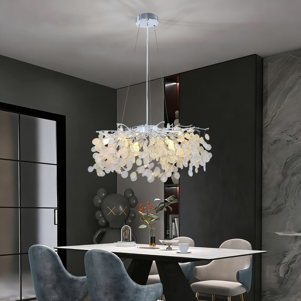 Round branch chandelier, crystal chandelier, shining bright light - suitable for living room, dining room, bedroom and other scenarios, G9 bulb socket (bulb not included)