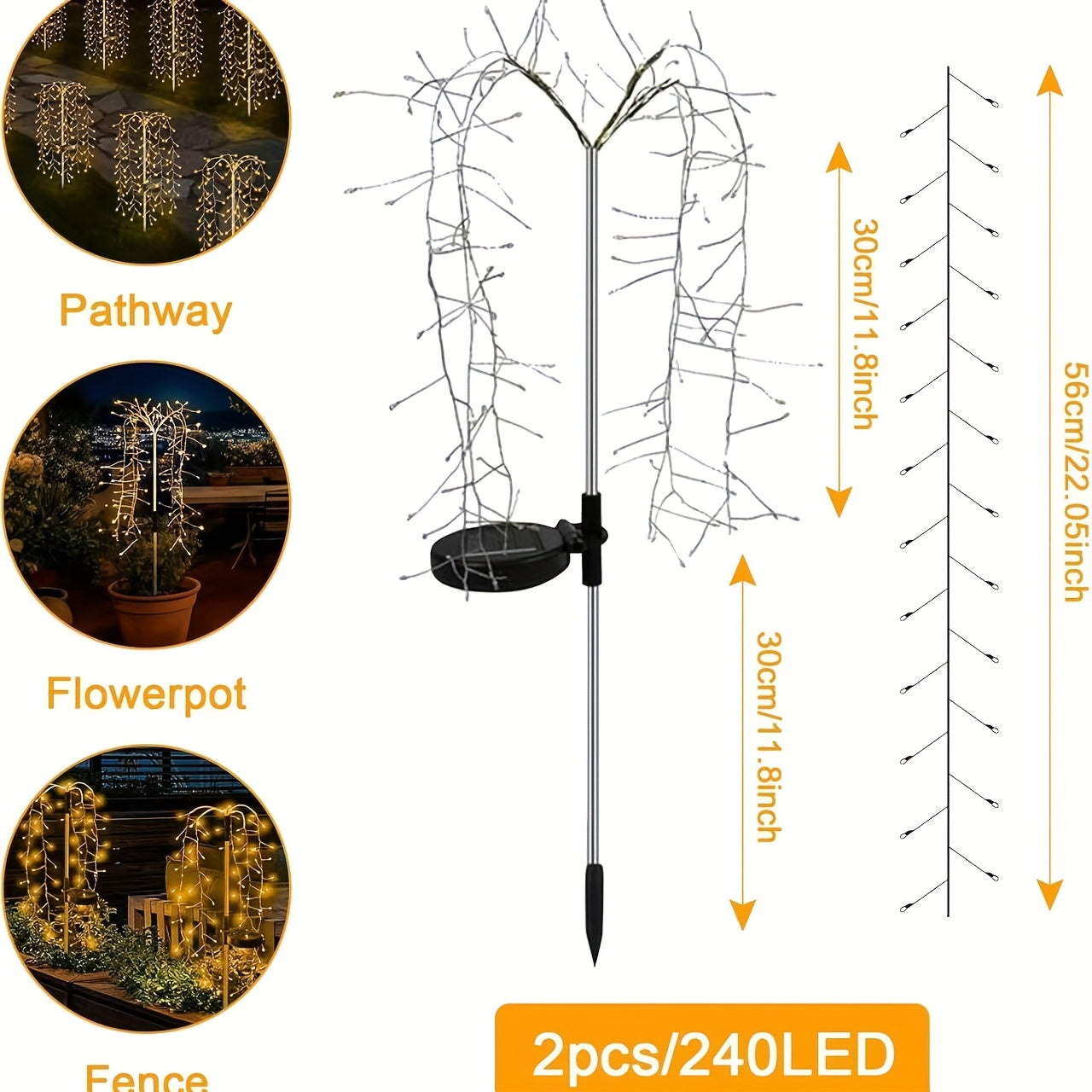 Solar Fireworks Courtyard Light - Copper-Plated Wire String Light with Nickel Battery, Semi-Flush Mount Installation Suitable for Paths, Lawns and Outdoor Picnics, Holiday Atmosphere Lighting | Decorative Stake | Easy-to-Clean Material