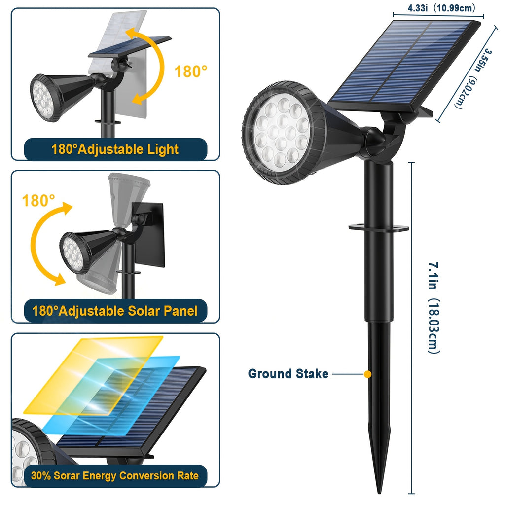8-Piece Outdoor Solar Spotlight - Waterproof IP65, 4 Modes, Automatic On/Off, 180° Adjustable Solar Landscape Lighting, Suitable for Courtyard, Garden, Pathway, Walls and Trees, Outdoor Lighting | Residential Lighting
