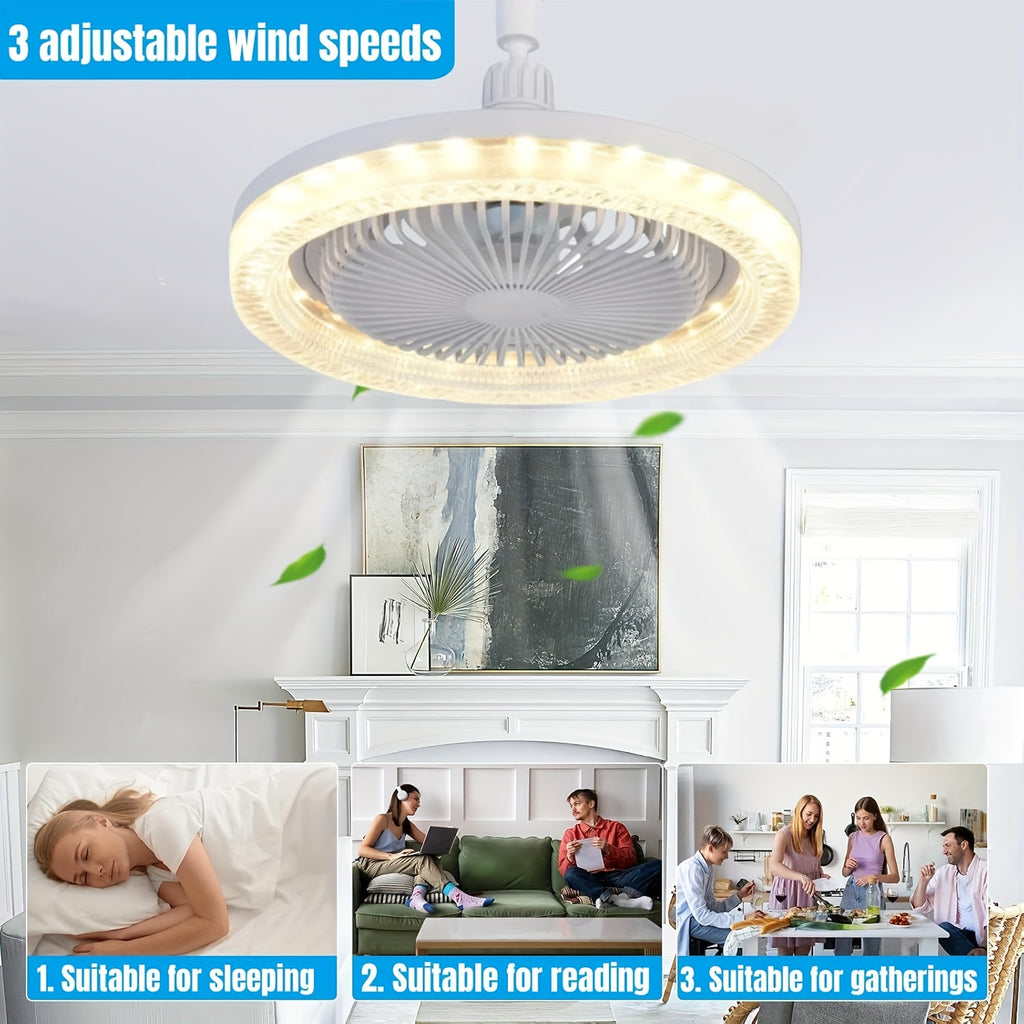 New Outdoor Camping Fan with LED Light, Night Fishing USB Hanging Camp Fan, Remote Control Tent Ceiling Fan Light, High Power Portable Ultra-Long Battery Life Outdoor Camp Light