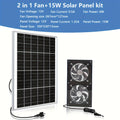 Solar Fan, Solar Exhaust Fan / Greenhouse Solar Fan / Solar Fan for Attic, Shed, Barn, Chicken Coop and Dog House (15W Solar Panel + 2Pcs Solar Exhaust Fan)