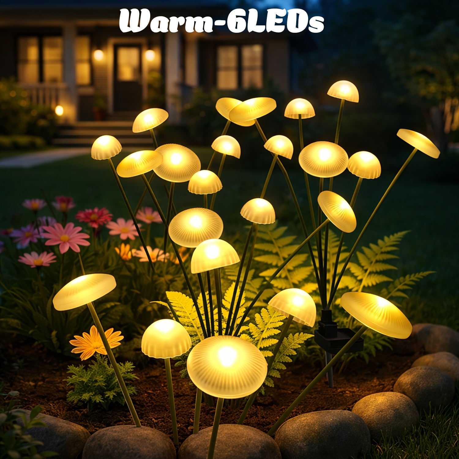10 LED Solar Garden Mushroom Light 8/6 LED - IP44 Outdoor Courtyard Decorative Light, Perfect for Courtyard, Garden, Lawn, Pathway, Wedding & Festival Aisle Decoration