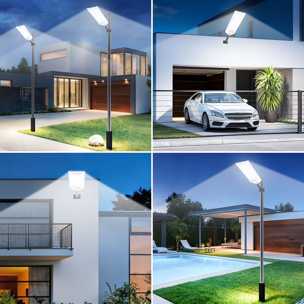 Solar Street Light Outdoor Waterproof Solar Floodlight Dusk-to-Dawn Parking Lot Light Remote Control Area Lighting Courtyard Light