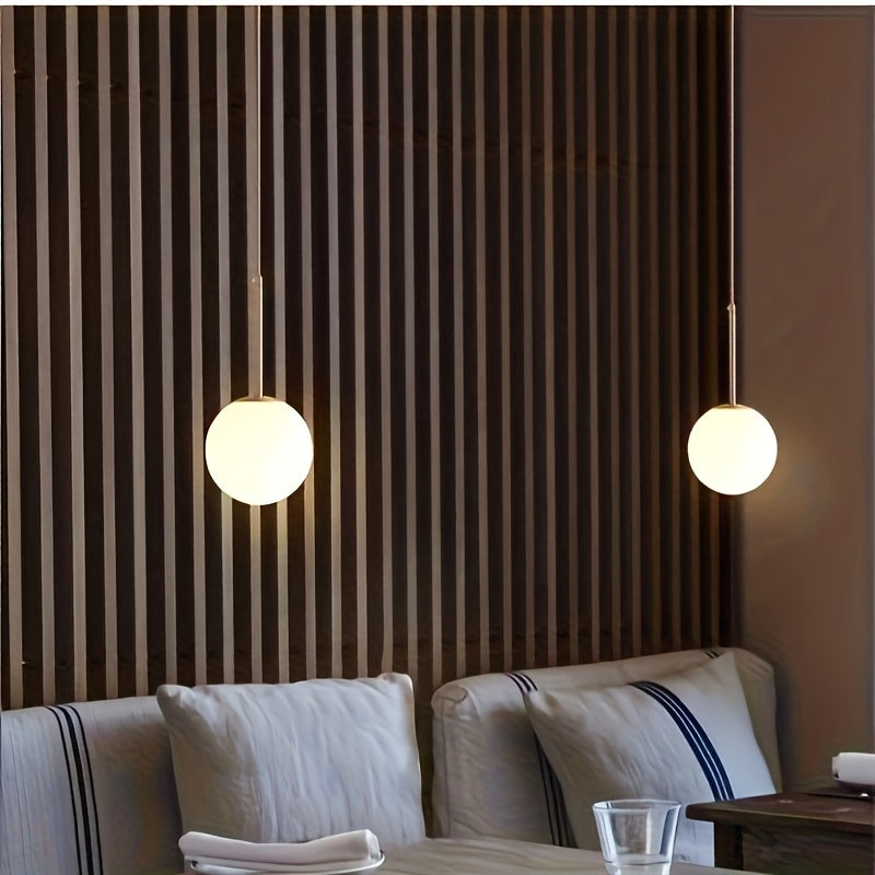 1-light | modern globe pendant light | mid-century pendant light | large 7.87-inch white globe glass shade, brushed brass finish pendant light, suitable for kitchen island (gold) - Christmas lighting fixture, Christmas decoration