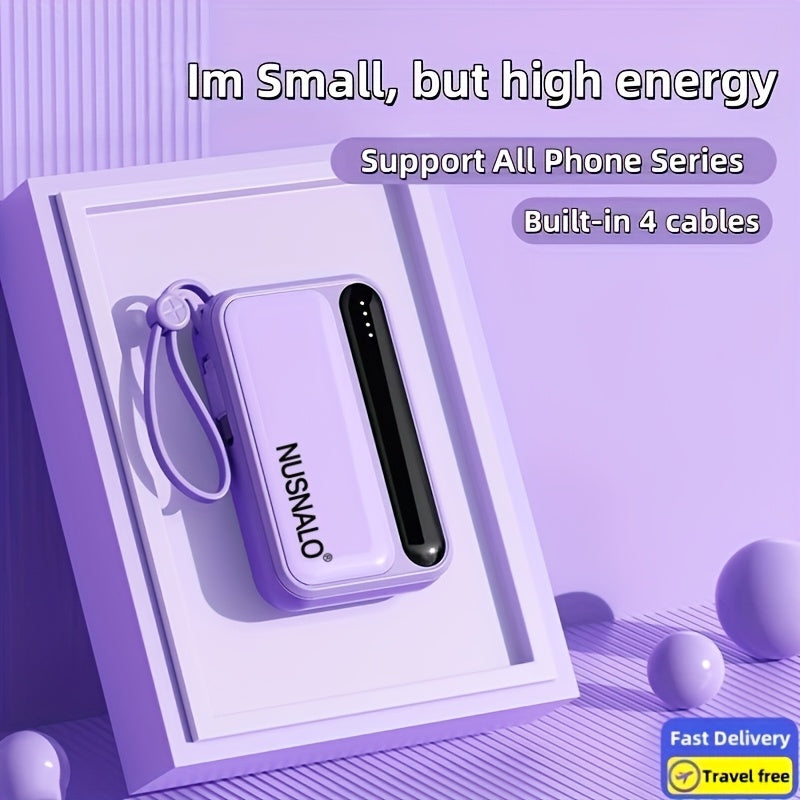 Mini Cute 10000mAh 5W/15W/22.5W Super Fast Charging Multifunctional Cartoon Power Bank, Rechargeable Portable Mobile Phone Charger, Built-with 4 Cables, Outdoor Travel Must Have Battery Packs, Smart LED Digital Display, Micro Type-C Input