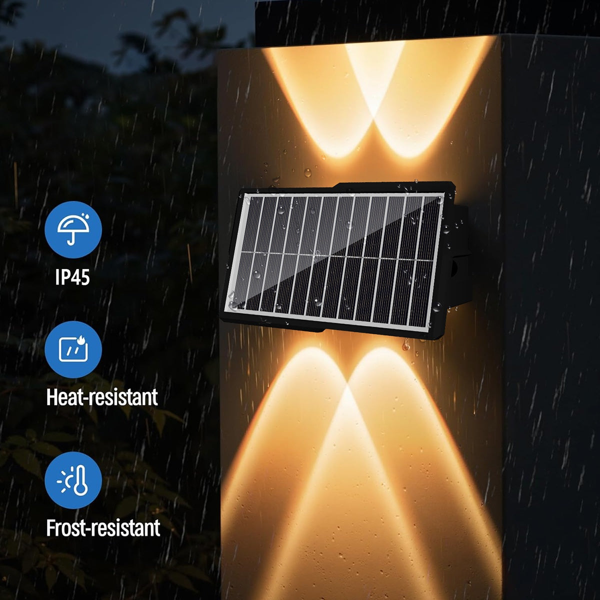 2/4-Piece - Solar Fence Light, Solar Up and Down Light, Wall Washer Light, Solar Outdoor Light, Adjustable RGB Solar Light, Bright Solar Garden Light, Suitable for Outdoor Courtyard, Garden, Patio, Yard, Fence, Alley, Decoration