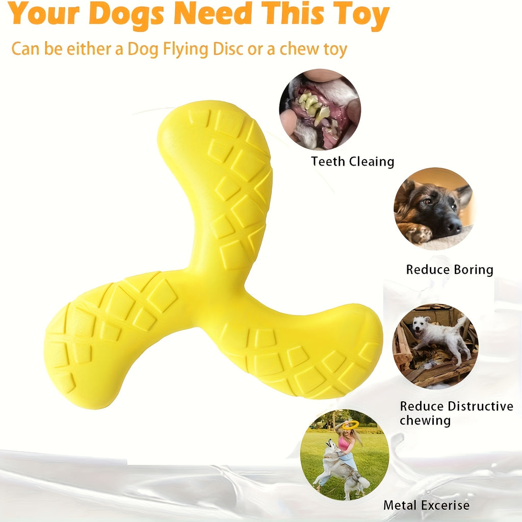 宠物互动飞盘 - EVA材质，耐磨耐咬，趣味造型，三叶飞镖设计，中小型犬抛接训练玩具，户外遛狗必备，草坪上的欢乐神器