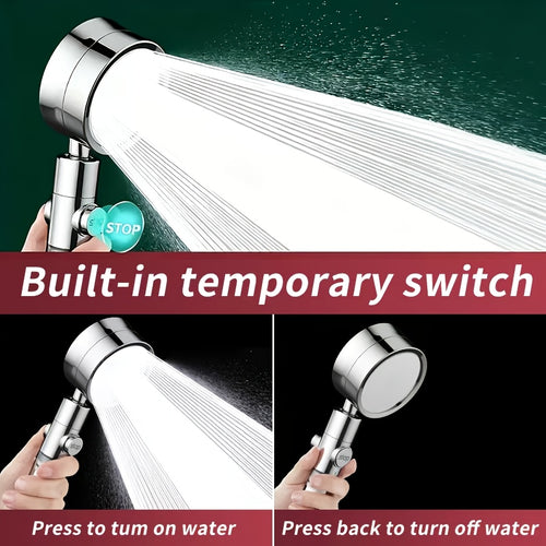 1pc High Pressure Filtered Shower Head - 3-Speed Adjustable Super Powerful Booster for Home Shower, Adjustable Angle Shower Head, Bathroom Accessory