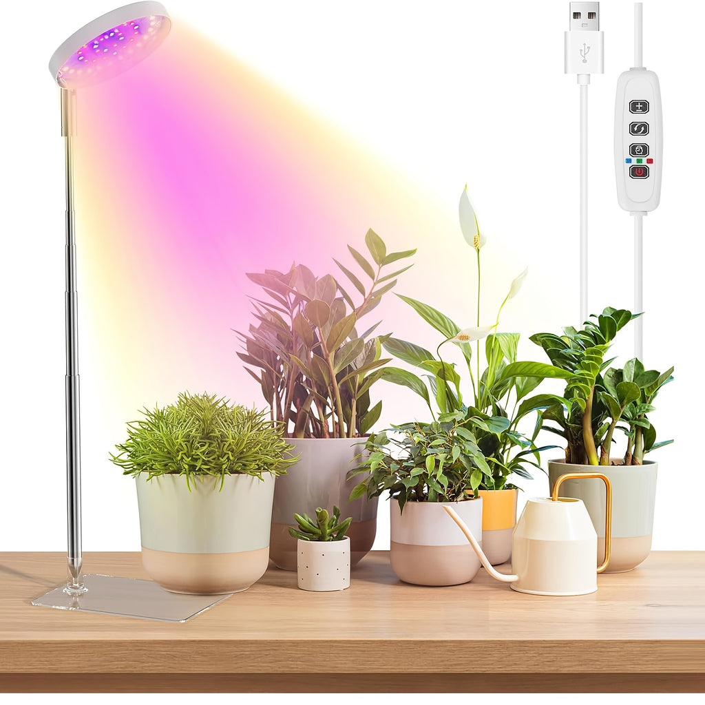 Full Spectrum Indoor Plant Grow Light, 48 LED Plant Lamp for Indoor Plants, 2 Installation Methods, 3 Optional Spectral Modes, 3/9/12H Timer, 10 Dimmable Brightness Levels