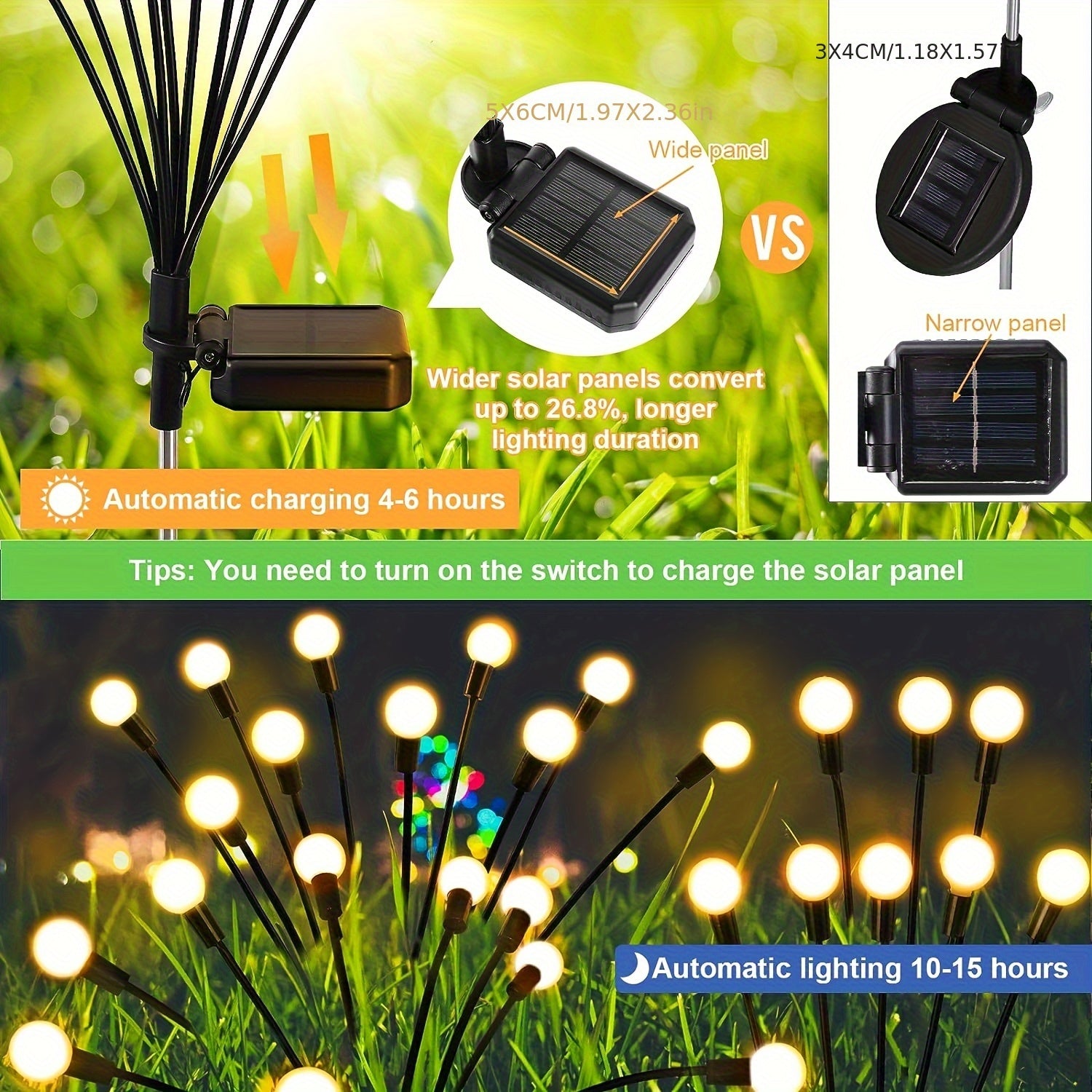 4 Pack Solar Garden Light, 32 LED Beads, Firefly Ground Light, IP44 Outdoor Decorative LED Light, Garden Decorative Globe Light, Festival Party Christmas Independence Day Dancing Lighting, Add Bright Decoration to Your Garden