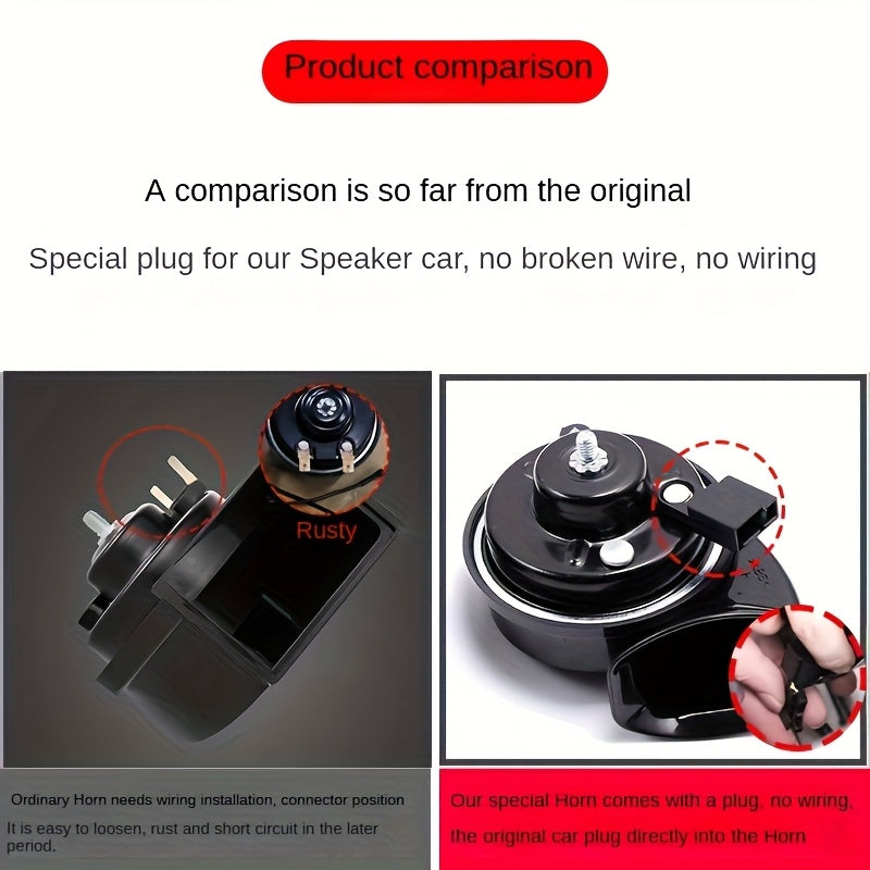 2V Snail Horn High Low Tone Car Horn Replacement for Toyota Corolla Camry Highlander/Venza, Reiz Land Cruiser Prado, Land Cruiser Alpha Prius/Previa Granvia Highlander Prado Land Cruiser Levin 2025 2024 2023 2022 2021 2020 2019