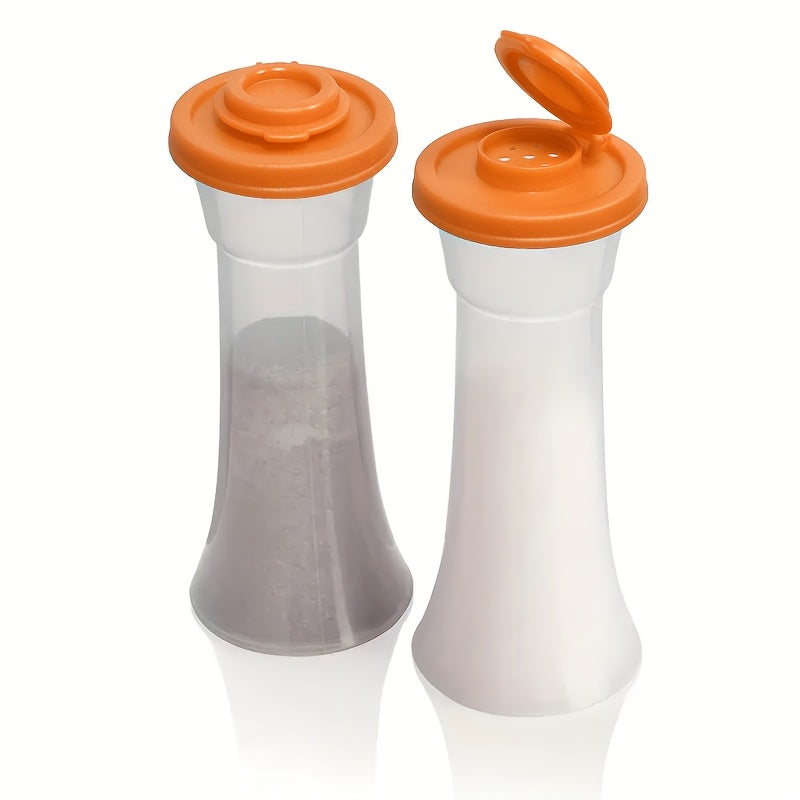 2 Extra-Large Salt & Pepper Shakers, Moisture-Proof Salt Collector – Perfect for Camping, Picnic, Outdoor Kitchen, Lunch Box, Travel – Clear Spice Jars with Red Lids – Plastic Airtight Spice Dispensers, BBQ Seasoning Shakers, Powder Dispensers