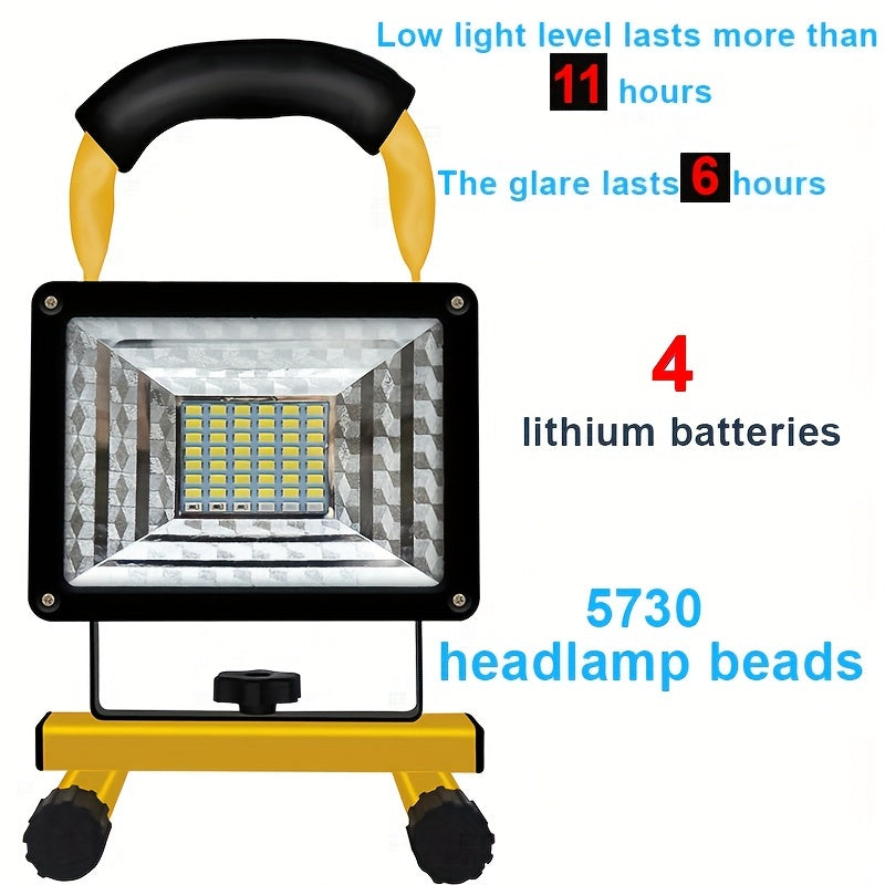 USB rechargeable, LED light source spotlight and floodlight, compact and portable, with aluminum heatsink, three-step dimming, red/blue strobe, high brightness, long battery life