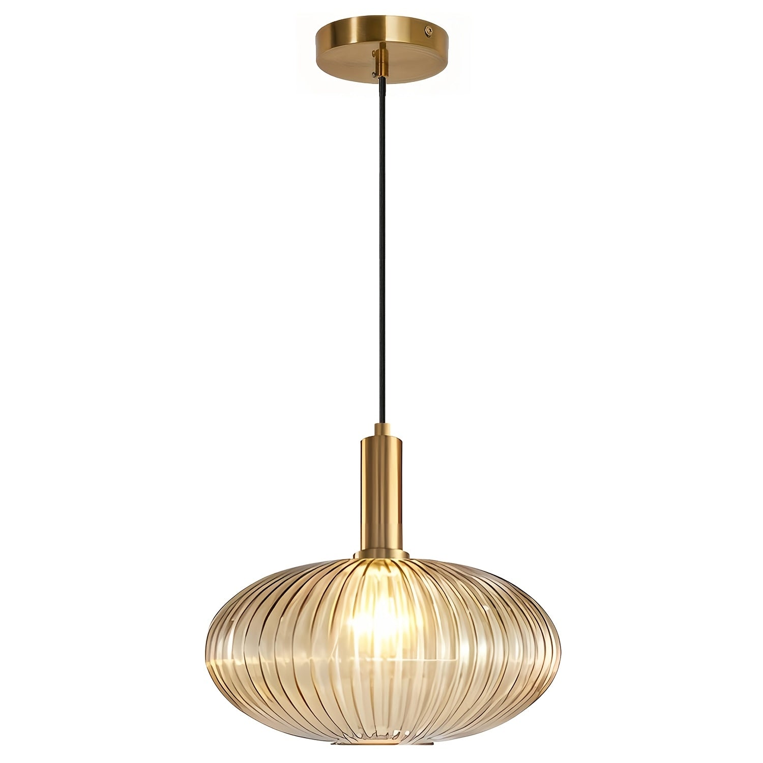 Glass pendant light, brushed gold round pendant light kitchen island large globe pendant light single hanging fixture Nordic pendant light (bulb not included)