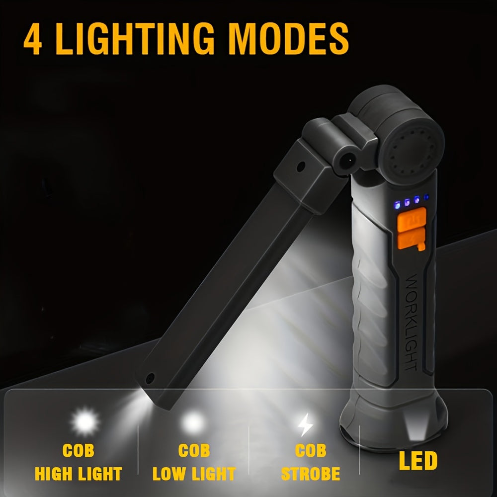 1PC Foldable Emergency Work Light, Rechargeable Portable Maintenance Lamp, Easy To Carry, Suitable for Camping Reading Hiking