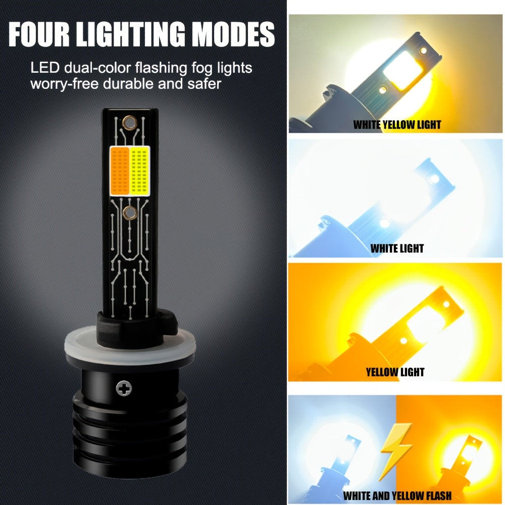 2 LED Fog Lights 880/881-QL025, 8000 Lumens, 6000K/3000K, Stylish Bulb Design, High Brightness Bulbs, Durable Auto Parts, Car Accessories, New Upgraded CSP Chip Design LED Plug-and-Play Bulbs, Stylish Bulb Design