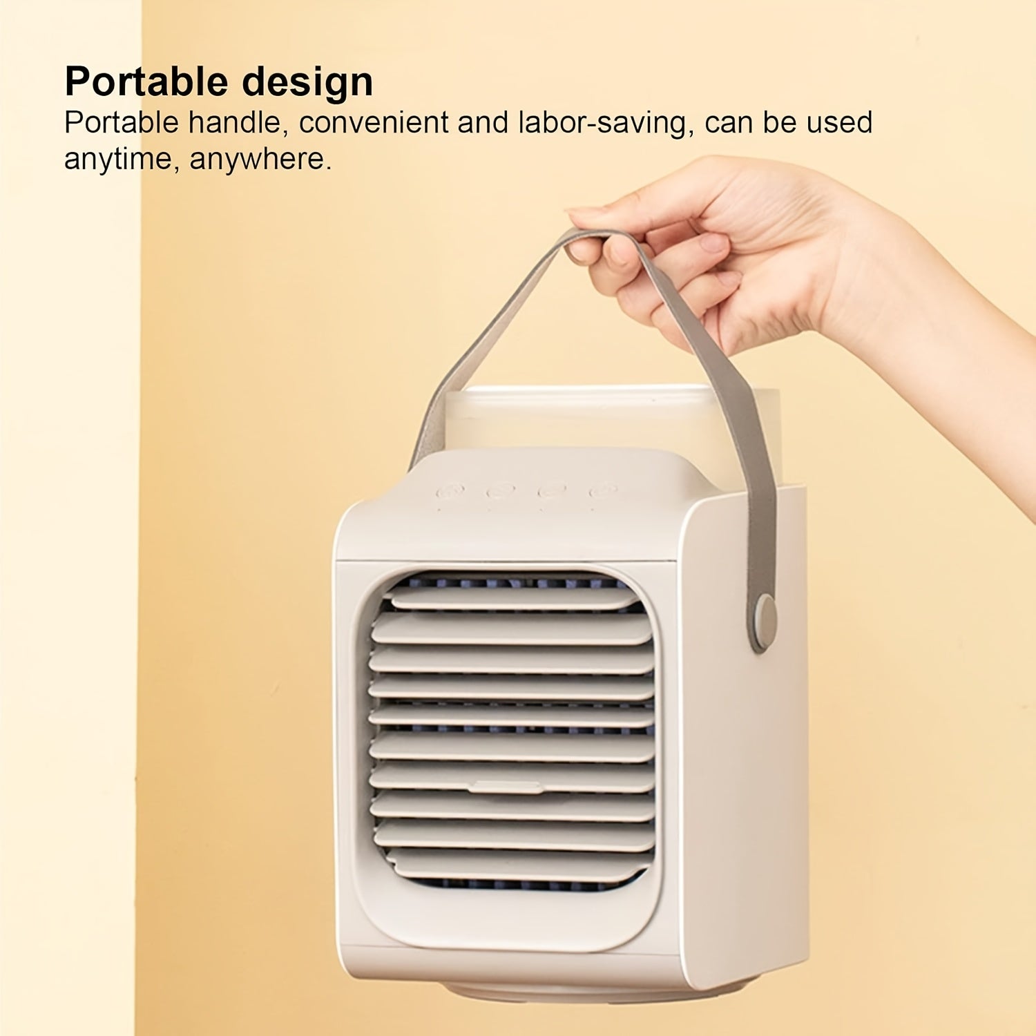 11.83oz Portable Mini Desktop Air Conditioner, USB Rechargeable 90° Oscillating Fan, Compact Square Design for Home Office Travel, Labor-Saving Easy to Use, Modern Aesthetic Durable Structure
