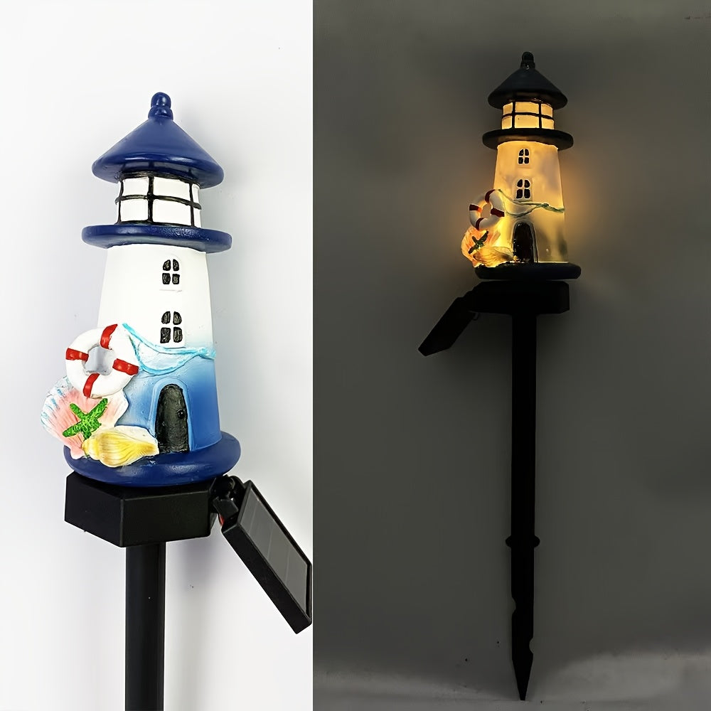 Solar Resin Lighthouse LED Outdoor Lighting Decorative Landscape Light Solar Garden Light Lawn Light Perfect for Courtyard Garden Lawn Festival Decoration